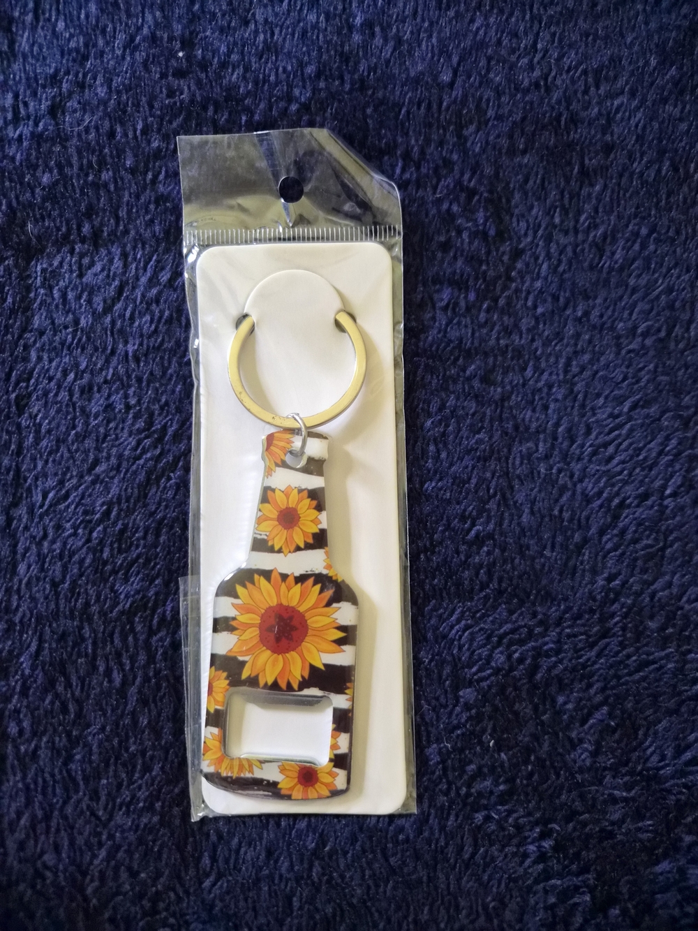 Sunflower Bottle Opener Keychain - Yellow, Orange, Brown